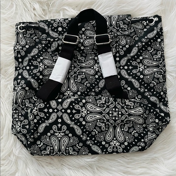 PINK by Victoria Secret Love Black Paisley Diamond Print Mini Backpack Purse - Picture 2 of 3